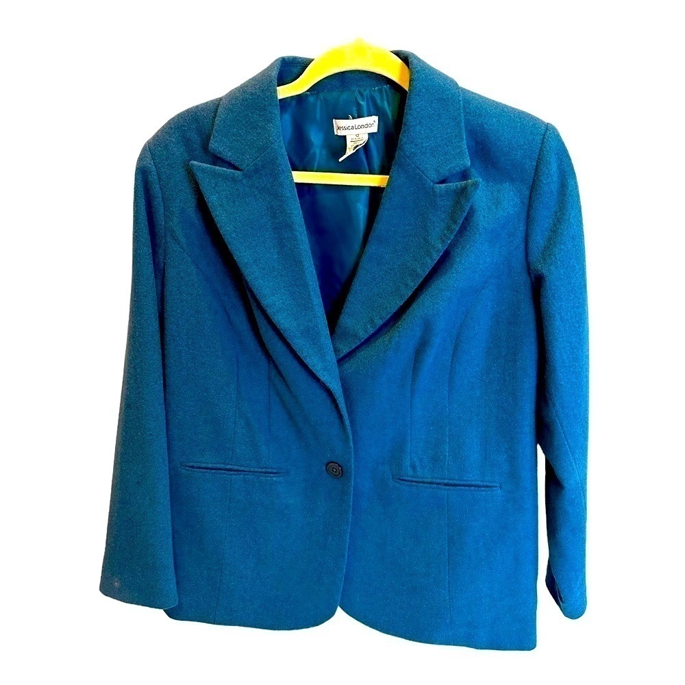 JESSICA LONDON WOOL BLEND JACKET WOMEN'S BLUE BUTTON LINED SIZE 12